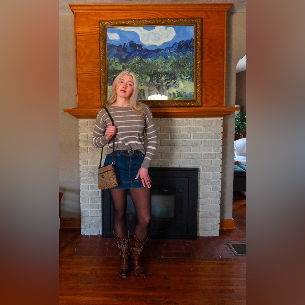 Merino Wool C&C California Tan and Cream Striped Sweater